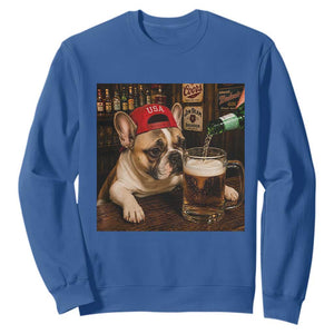 French Bulldog Drinking Beer Sweatshirt Silly Dog Meme Graphic Sarcastic Gift