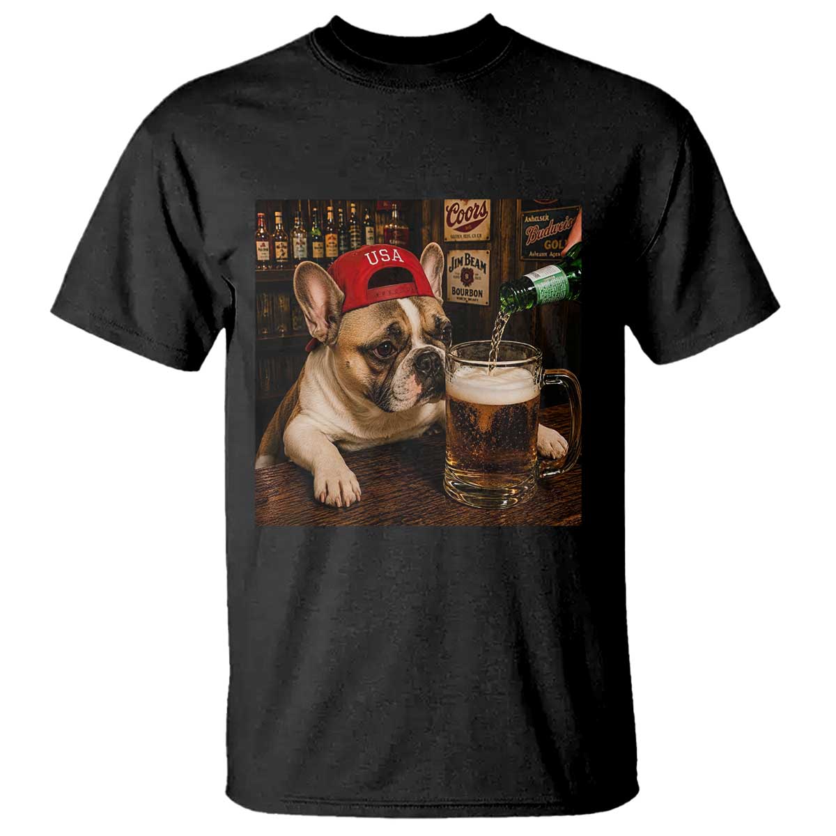 French Bulldog Drinking Beer T Shirt Silly Dog Meme Graphic Sarcastic Gift TS10 Black Print Your Wear