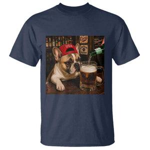 French Bulldog Drinking Beer T Shirt Silly Dog Meme Graphic Sarcastic Gift