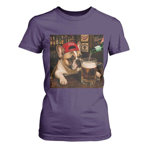 French Bulldog Drinking Beer T Shirt For Women Silly Dog Meme Graphic Sarcastic Gift