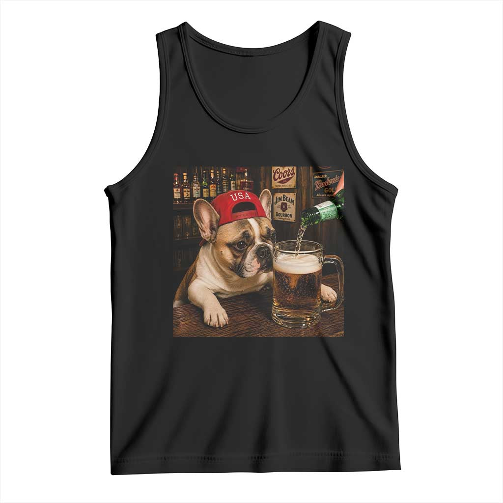 French Bulldog Drinking Beer Tank Top Silly Dog Meme Graphic Sarcastic Gift