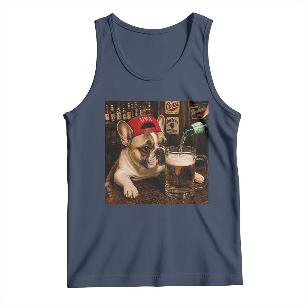 French Bulldog Drinking Beer Tank Top Silly Dog Meme Graphic Sarcastic Gift