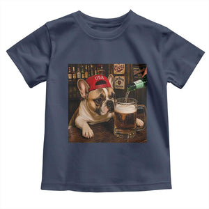 French Bulldog Drinking Beer Toddler T Shirt Silly Dog Meme Graphic Sarcastic Gift