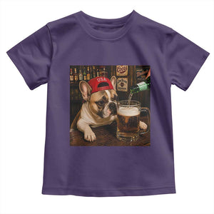 French Bulldog Drinking Beer Toddler T Shirt Silly Dog Meme Graphic Sarcastic Gift