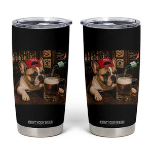French Bulldog Drinking Beer Tumbler Cup Silly Dog Meme Graphic Sarcastic Gift