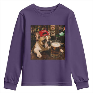French Bulldog Drinking Beer Youth Sweatshirt Silly Dog Meme Graphic Sarcastic Gift