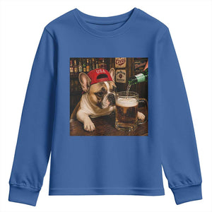 French Bulldog Drinking Beer Youth Sweatshirt Silly Dog Meme Graphic Sarcastic Gift