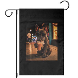 French Bulldog Iced Coffee Garden Flag Grunge Frenchie Graphic Funny Dog Lover