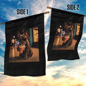 French Bulldog Iced Coffee Garden Flag Grunge Frenchie Graphic Funny Dog Lover
