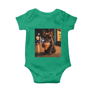 French Bulldog Iced Coffee Baby Onesie Grunge Frenchie Graphic Funny Dog Lover