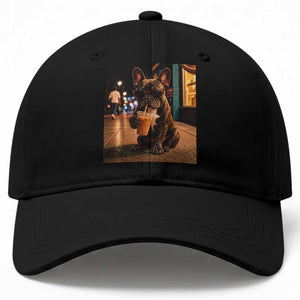 French Bulldog Iced Coffee Baseball Cap Grunge Frenchie Graphic Funny Dog Lover
