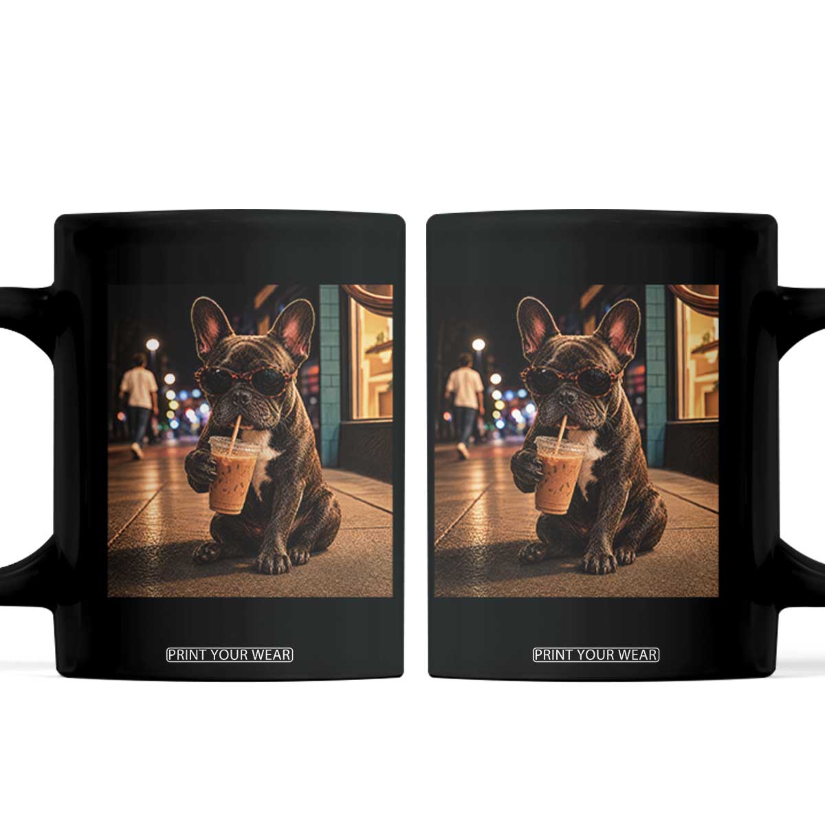 French Bulldog Iced Coffee Coffee Mug Grunge Frenchie Graphic Funny Dog Lover TS10 Black Print Your Wear