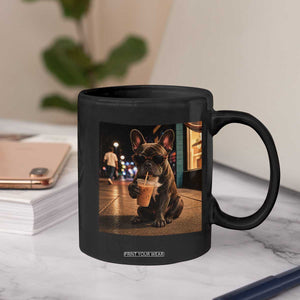 French Bulldog Iced Coffee Coffee Mug Grunge Frenchie Graphic Funny Dog Lover