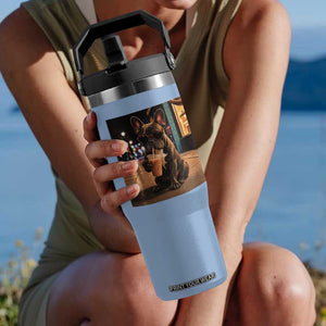 French Bulldog Iced Coffee Flip Straw Tumbler Grunge Frenchie Graphic Funny Dog Lover