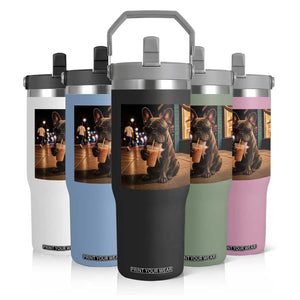 French Bulldog Iced Coffee Flip Straw Tumbler Grunge Frenchie Graphic Funny Dog Lover