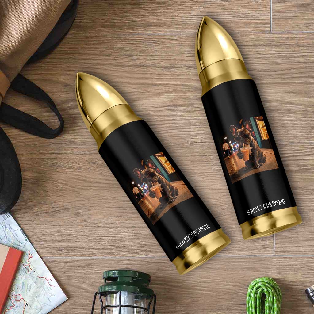 French Bulldog Iced Coffee Bullet Tumbler Grunge Frenchie Graphic Funny Dog Lover