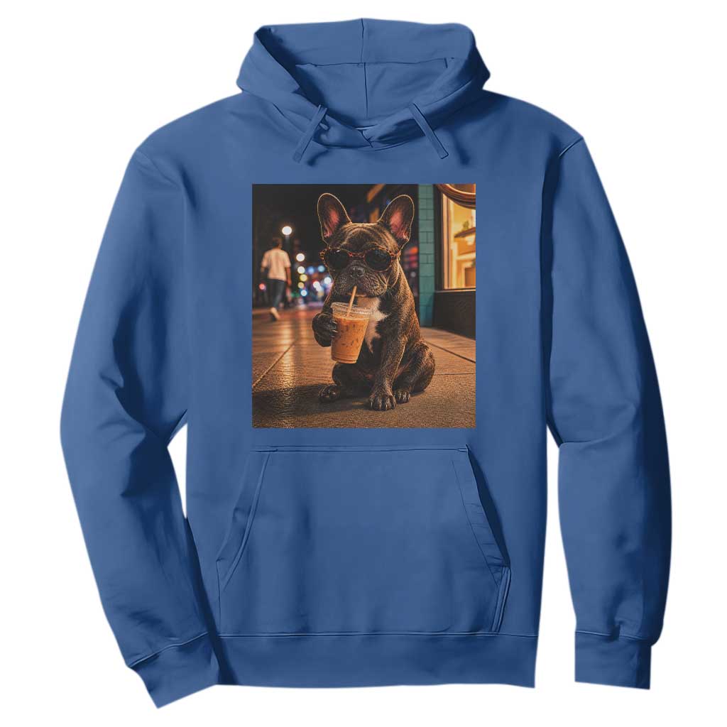French Bulldog Iced Coffee Hoodie Grunge Frenchie Graphic Funny Dog Lover