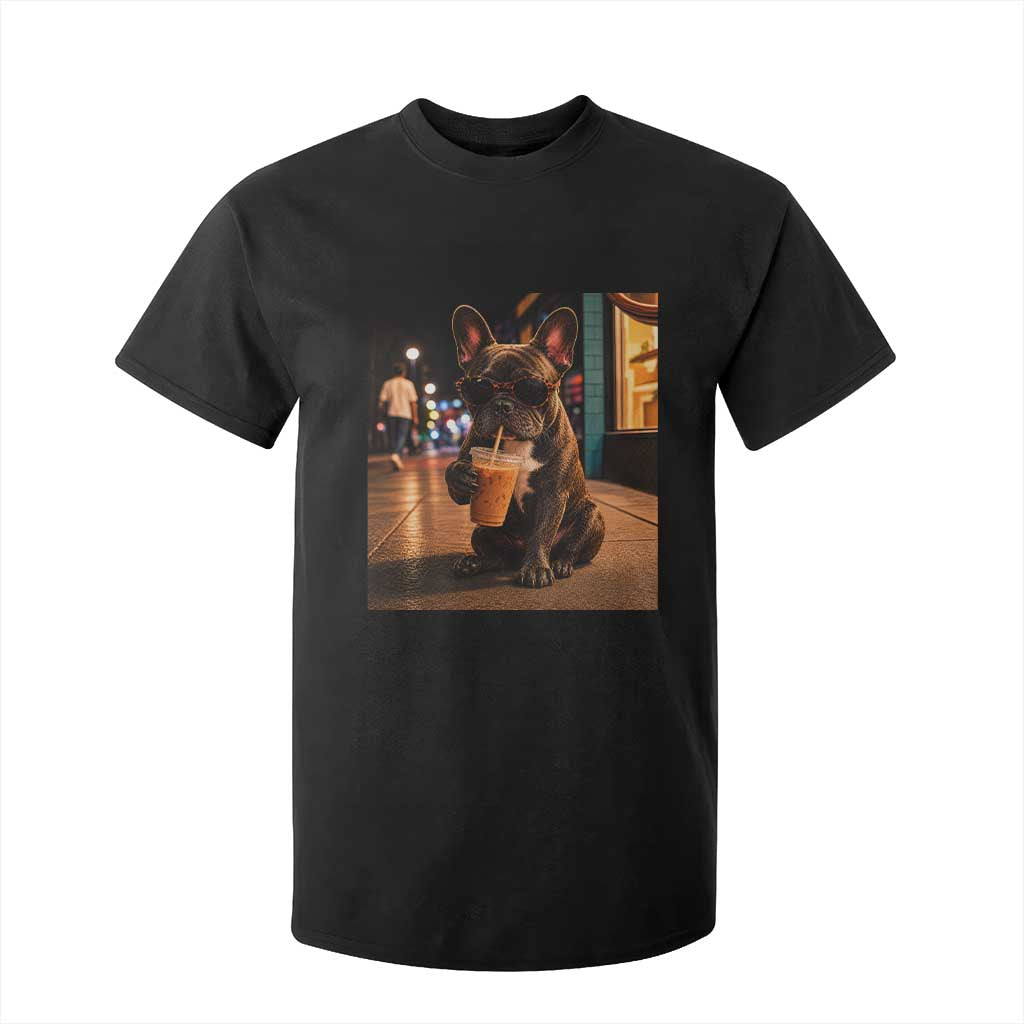 French Bulldog Iced Coffee T Shirt For Kid Grunge Frenchie Graphic Funny Dog Lover TS10 Black Print Your Wear
