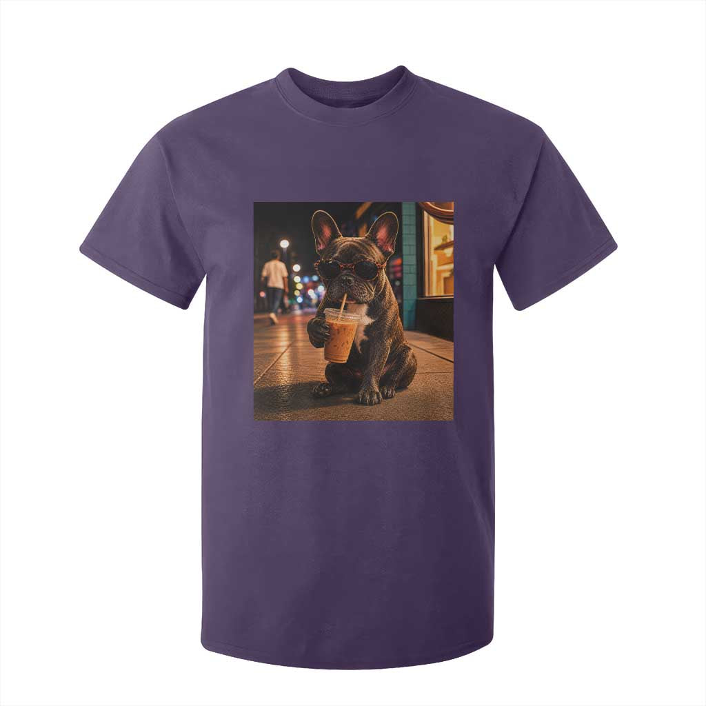 French Bulldog Iced Coffee T Shirt For Kid Grunge Frenchie Graphic Funny Dog Lover
