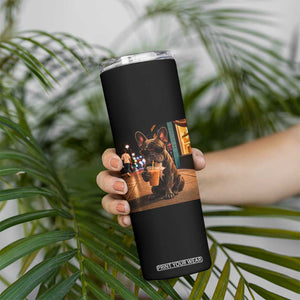 French Bulldog Iced Coffee Skinny Tumbler Grunge Frenchie Graphic Funny Dog Lover