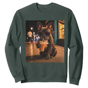 French Bulldog Iced Coffee Sweatshirt Grunge Frenchie Graphic Funny Dog Lover