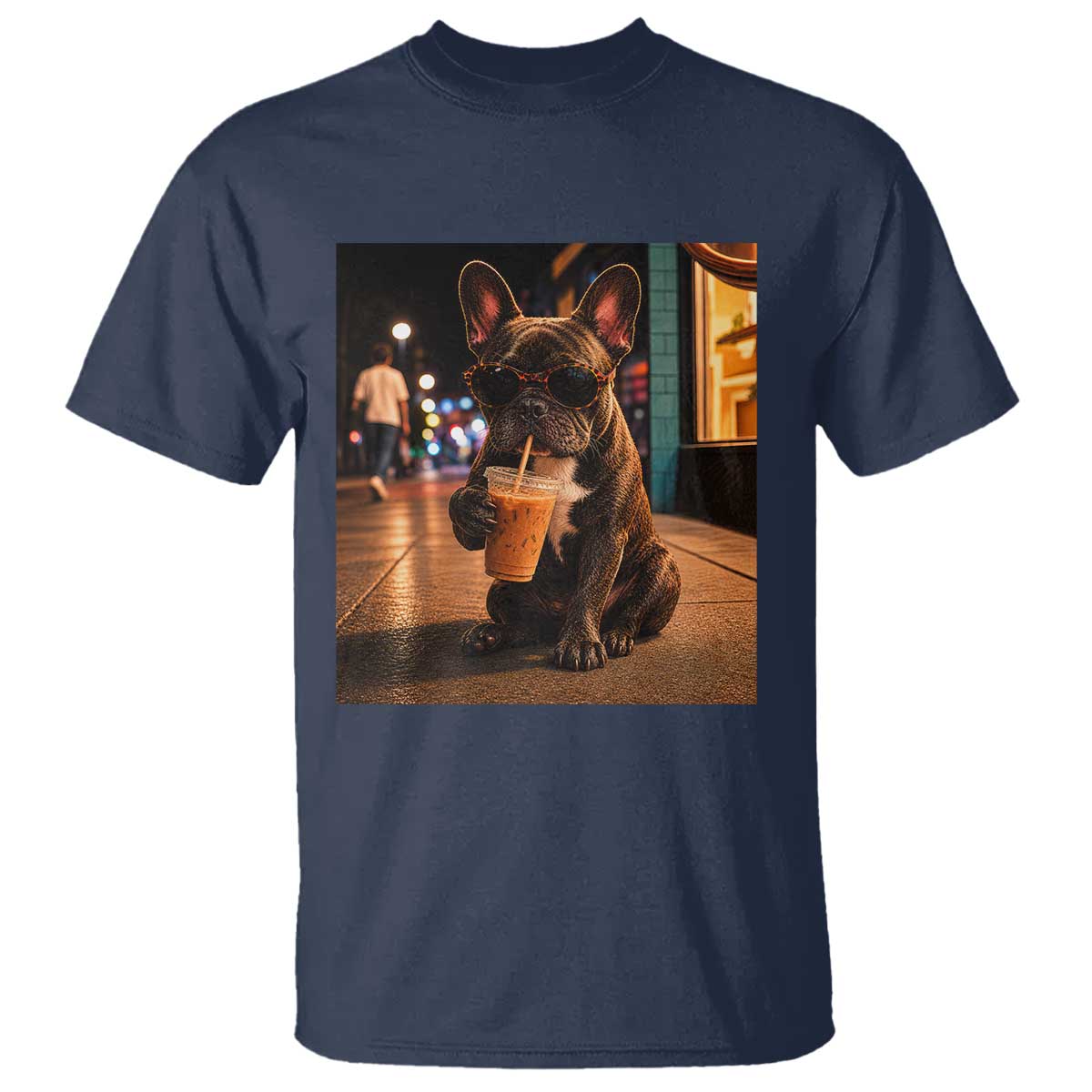 French Bulldog Iced Coffee T Shirt Grunge Frenchie Graphic Funny Dog Lover
