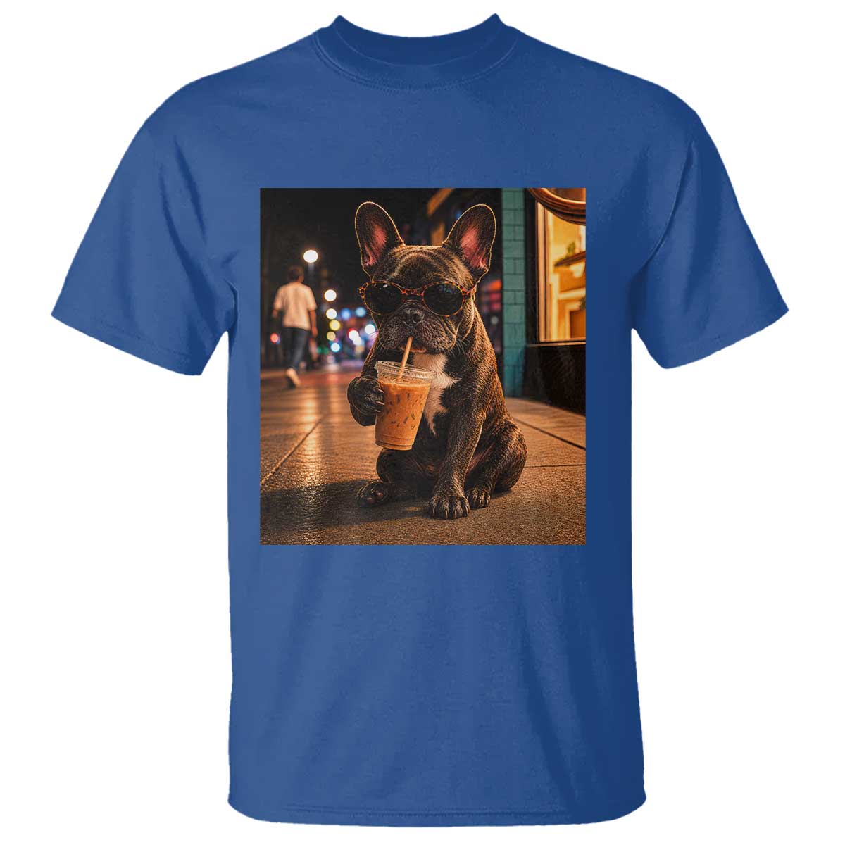 French Bulldog Iced Coffee T Shirt Grunge Frenchie Graphic Funny Dog Lover