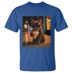 French Bulldog Iced Coffee T Shirt Grunge Frenchie Graphic Funny Dog Lover