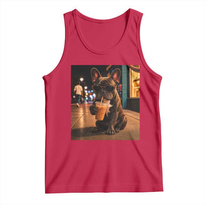 French Bulldog Iced Coffee Tank Top Grunge Frenchie Graphic Funny Dog Lover