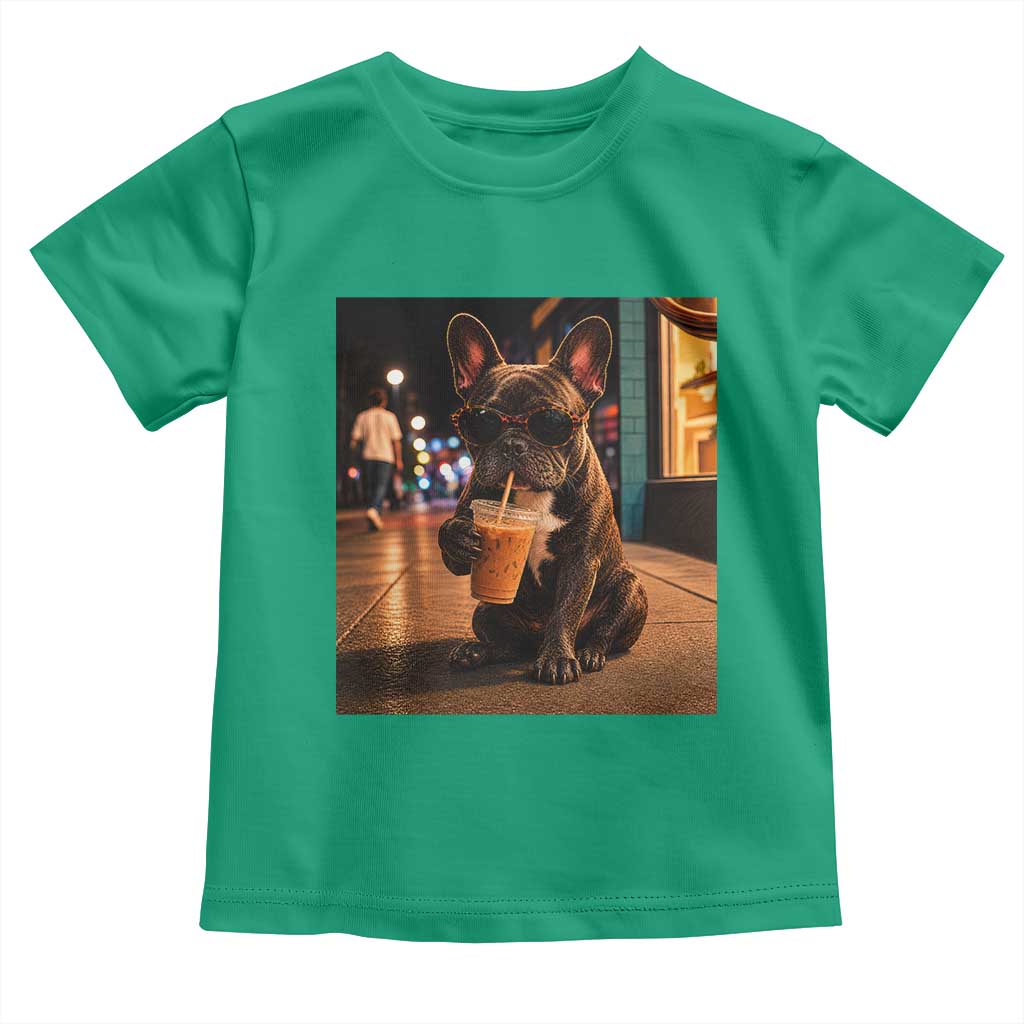 French Bulldog Iced Coffee Toddler T Shirt Grunge Frenchie Graphic Funny Dog Lover