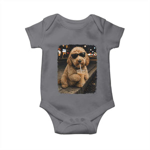 Goldendoodle Drinking Iced Coffee Baby Onesie Grunge Graphic Funny Dog Lover