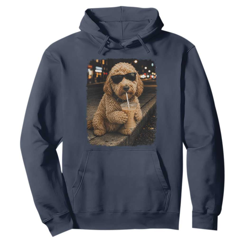 Goldendoodle Drinking Iced Coffee Hoodie Grunge Graphic Funny Dog Lover