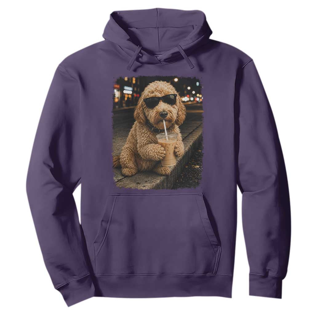 Goldendoodle Drinking Iced Coffee Hoodie Grunge Graphic Funny Dog Lover