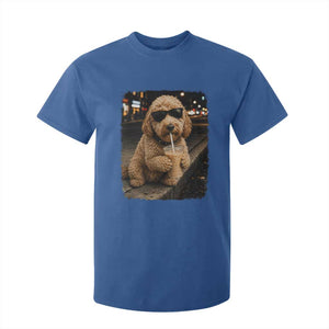 Goldendoodle Drinking Iced Coffee T Shirt For Kid Grunge Graphic Funny Dog Lover