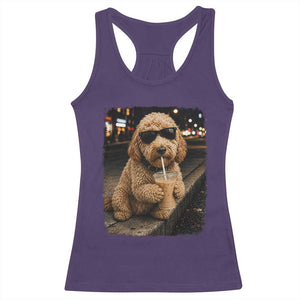 Goldendoodle Drinking Iced Coffee Racerback Tank Top Grunge Graphic Funny Dog Lover