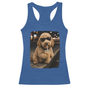 Goldendoodle Drinking Iced Coffee Racerback Tank Top Grunge Graphic Funny Dog Lover