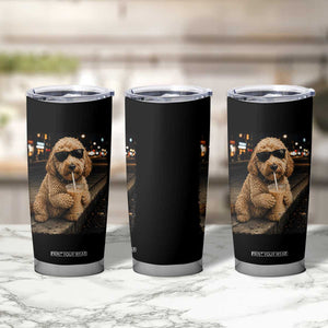 Goldendoodle Drinking Iced Coffee Tumbler Cup Grunge Graphic Funny Dog Lover