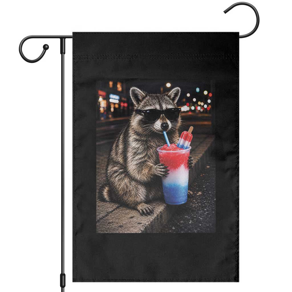 4th Of July Raccoon Drinking Slushie Garden Flag Patriotic 250 Anniversary USA Trash Panda Funny Meme TS10 Black Print Your Wear