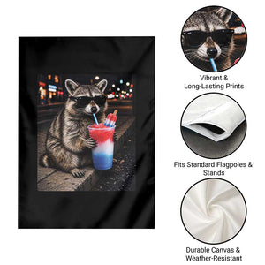 4th Of July Raccoon Drinking Slushie Garden Flag Patriotic 250 Anniversary USA Trash Panda Funny Meme