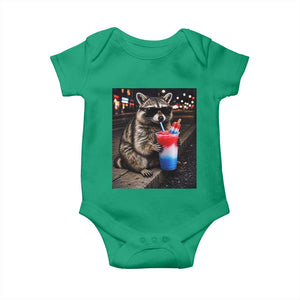 4th Of July Raccoon Drinking Slushie Baby Onesie Patriotic 250 Anniversary USA Trash Panda Funny Meme