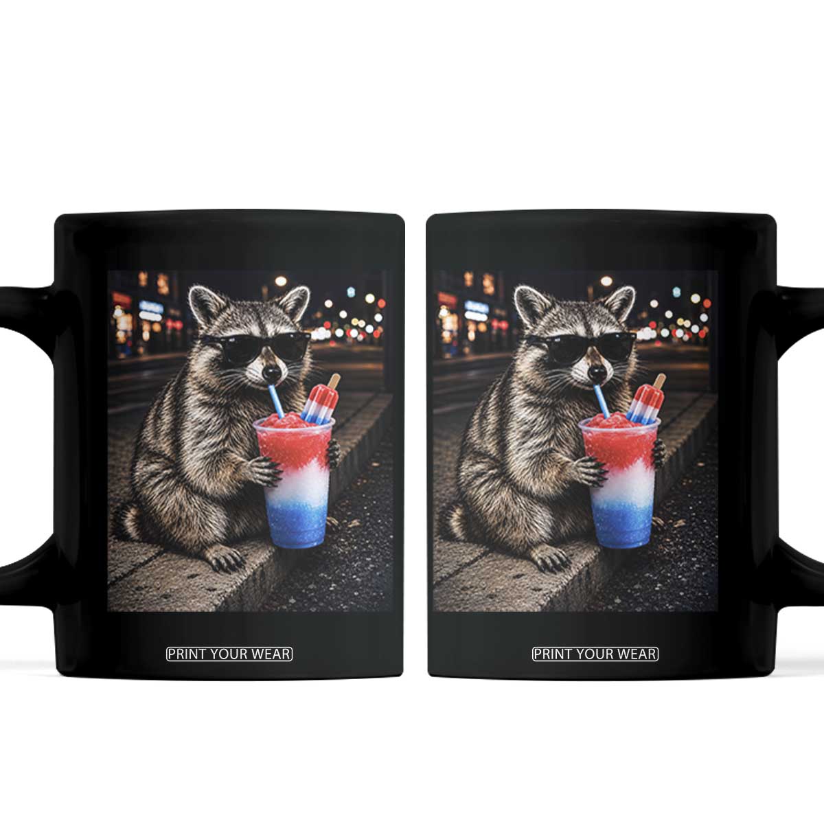 4th Of July Raccoon Drinking Slushie Coffee Mug Patriotic 250 Anniversary USA Trash Panda Funny Meme