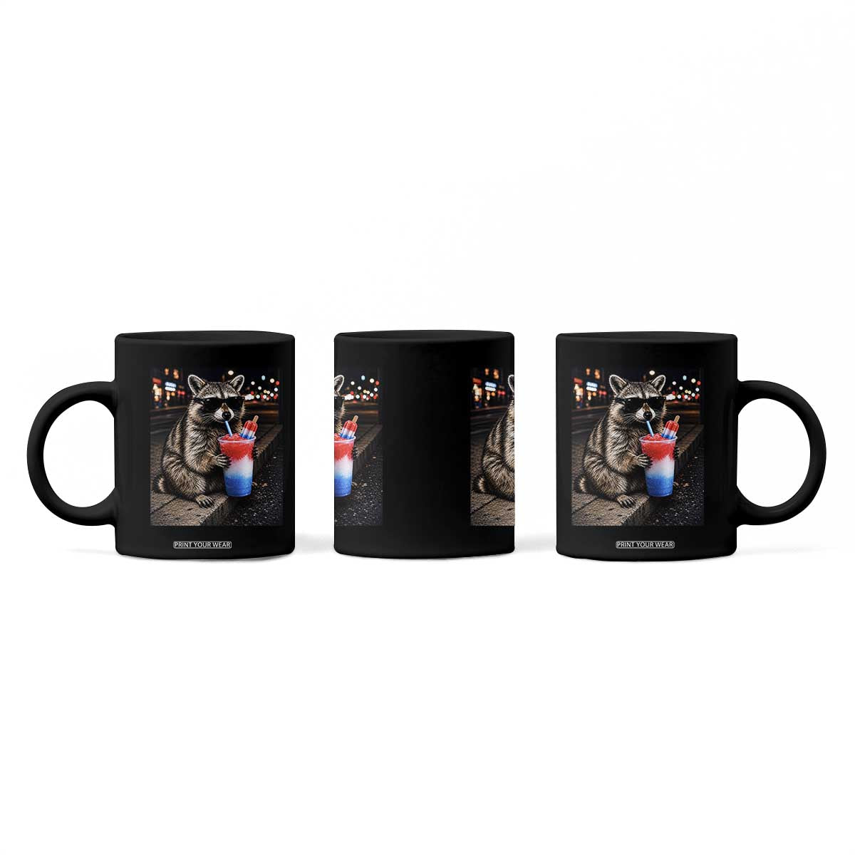 4th Of July Raccoon Drinking Slushie Coffee Mug Patriotic 250 Anniversary USA Trash Panda Funny Meme