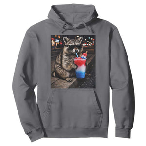 4th Of July Raccoon Drinking Slushie Hoodie Patriotic 250 Anniversary USA Trash Panda Funny Meme TS10 Charcoal Print Your Wear