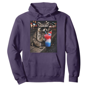 4th Of July Raccoon Drinking Slushie Hoodie Patriotic 250 Anniversary USA Trash Panda Funny Meme TS10 S Purple Print Your Wear