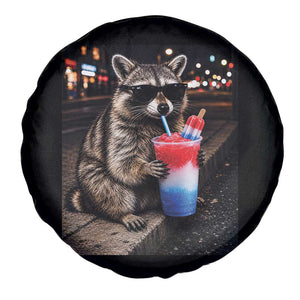4th Of July Raccoon Drinking Slushie Spare Tire Cover Patriotic 250 Anniversary USA Trash Panda Funny Meme