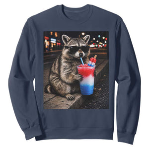 4th Of July Raccoon Drinking Slushie Sweatshirt Patriotic 250 Anniversary USA Trash Panda Funny Meme