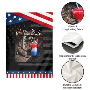 4th Of July Raccoon Drinking Slushie Patriotic Garden Flag 250 Anniversary USA Trash Panda Funny Meme