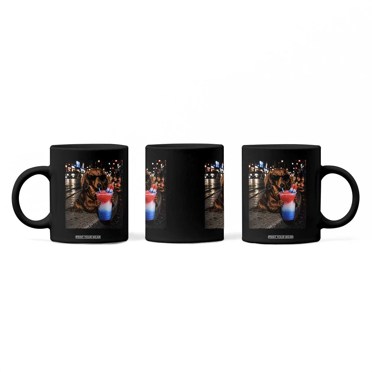 4th Of July Dachshund Drinking Slushie Coffee Mug Patriotic 250 Anniversary USA Dog Lovers Funny Meme