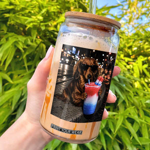 4th Of July Dachshund Drinking Slushie Glass Can Patriotic 250 Anniversary USA Dog Lovers Funny Meme