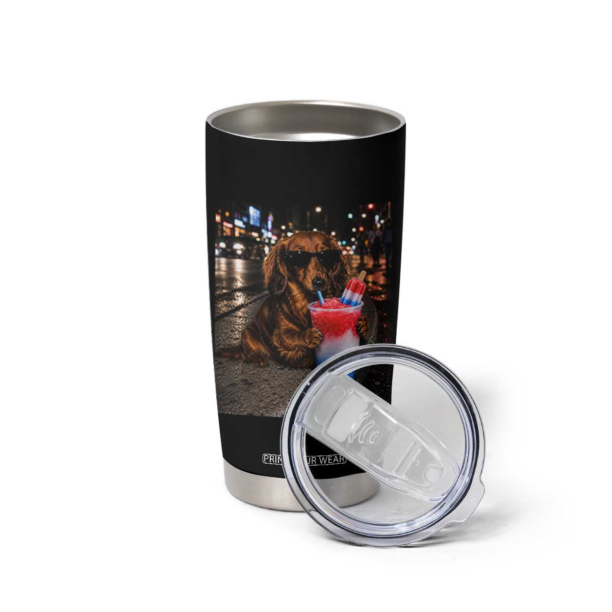 4th Of July Dachshund Drinking Slushie Tumbler Cup Patriotic 250 Anniversary USA Dog Lovers Funny Meme
